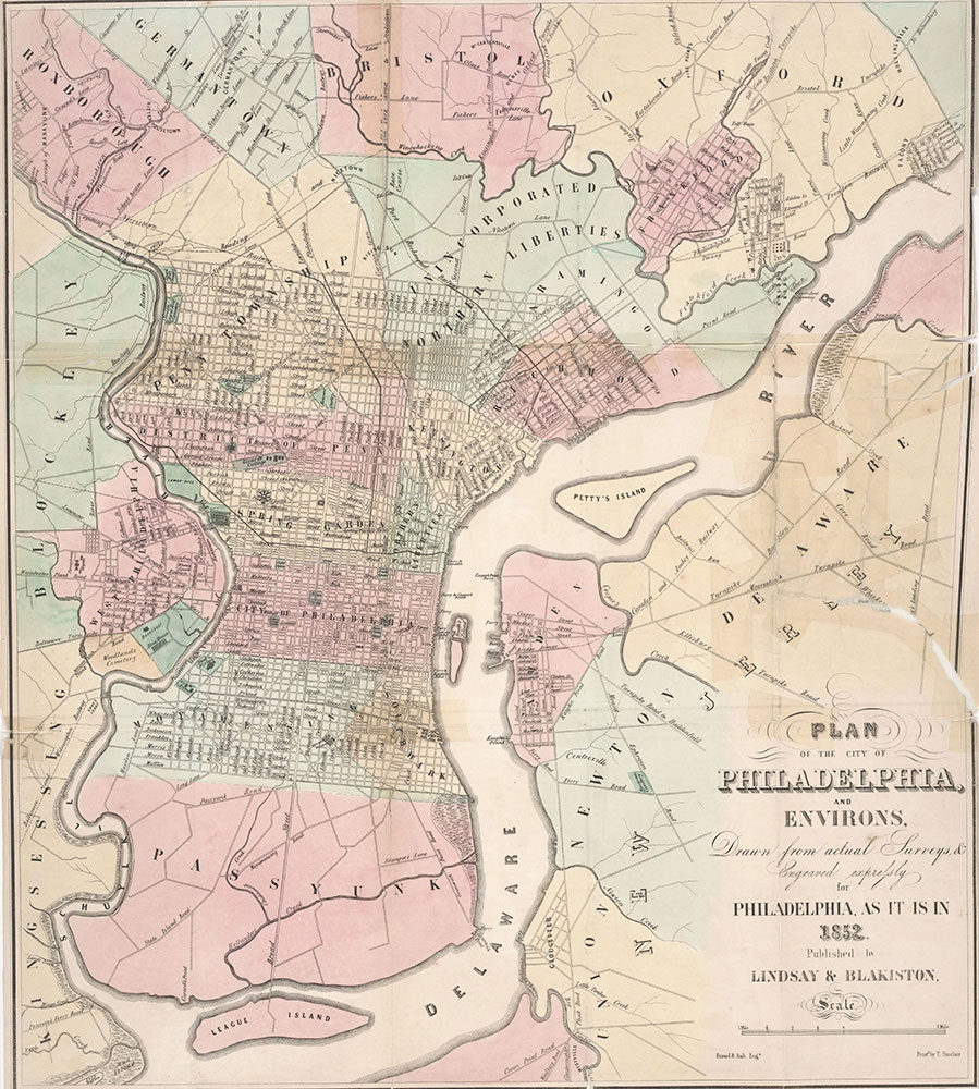 Plan of the City of Philadelphia and Environs, 1852, Map