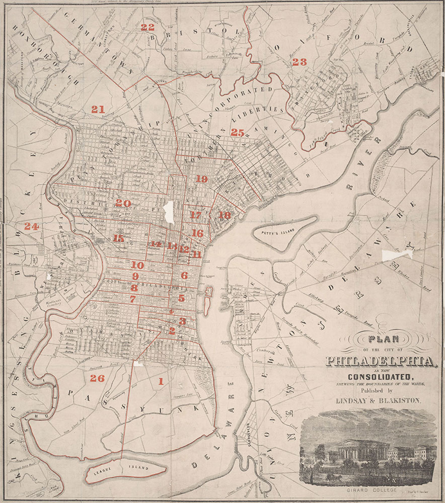 Plan of the City of Philadelphia As Now Consolidated, 1856, Map