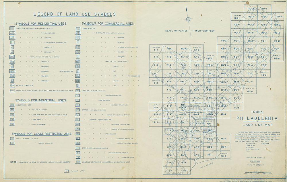 Philadelphia Land Use Map, 1962, Index and Legend