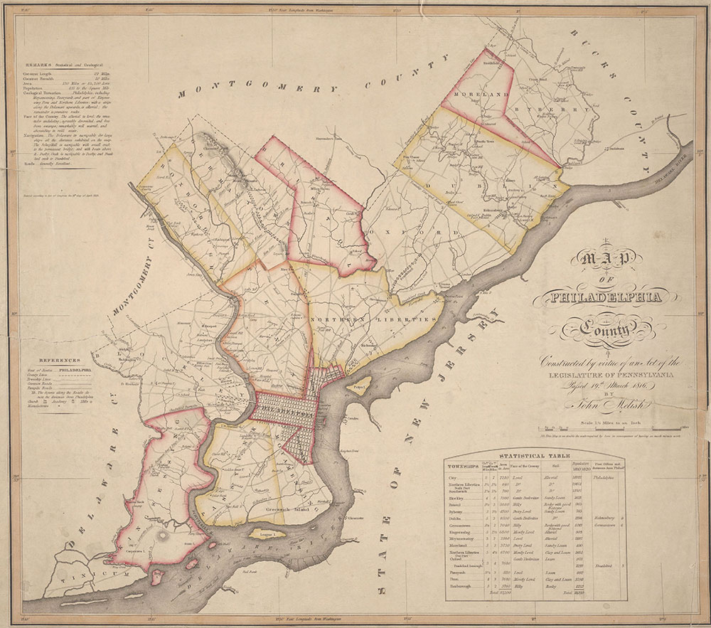 Map of Philadelphia County, 1819, Map