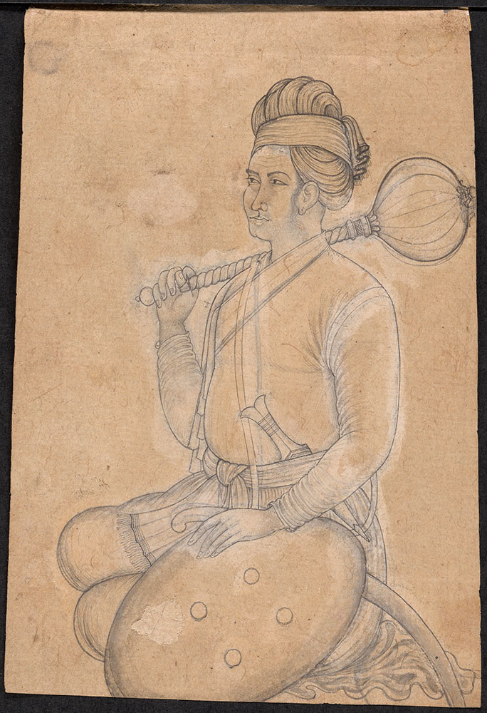 Drawing of a Young Man with Mace and Shield
