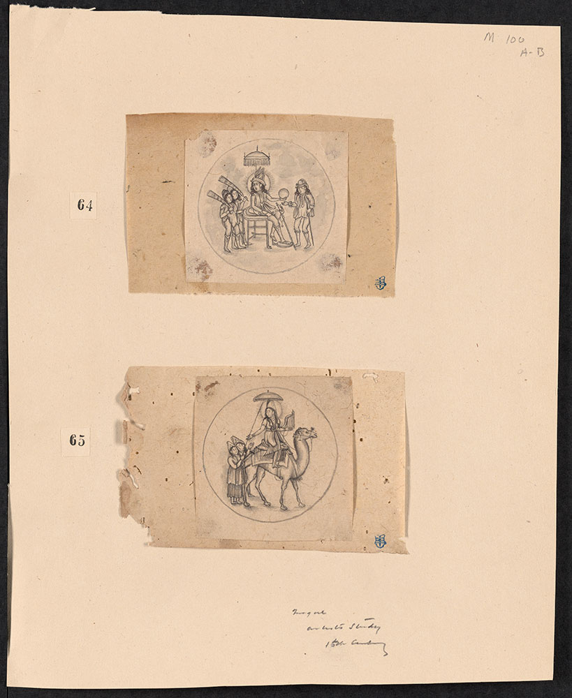 Two Drawings of a Mughal Princess in Roundels