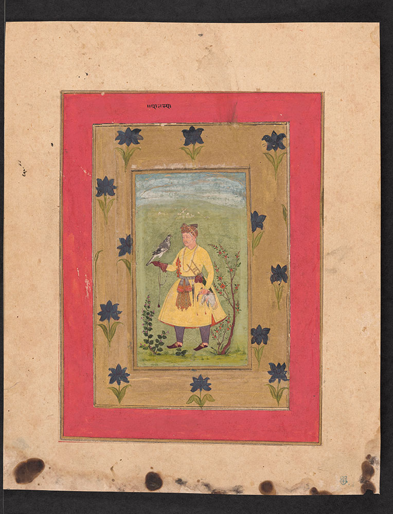Portrait of Emperor Akbar with his Hawk
