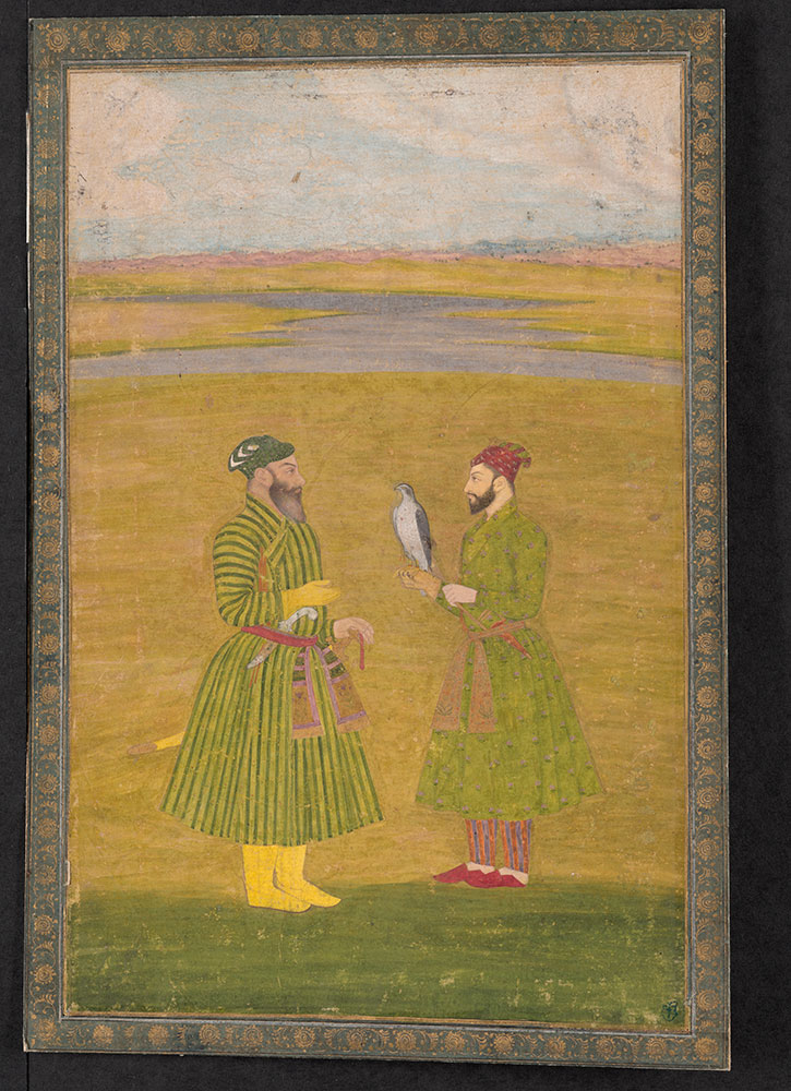 Painting of Two Men with Hawk