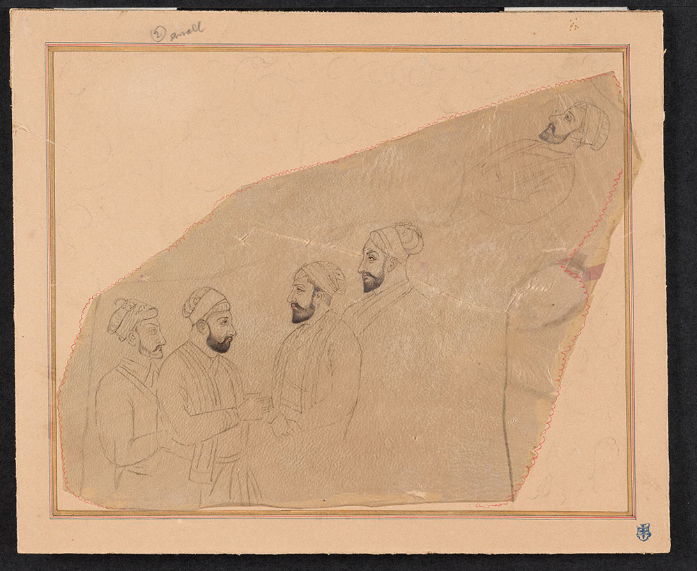 Unfinished Drawing of the Faces of Mughal Emperors