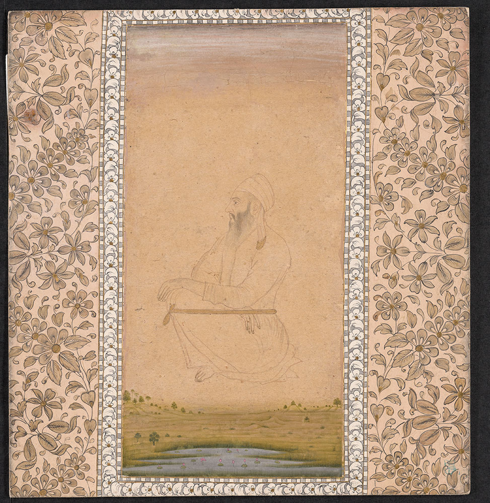 Drawing of a Man in Profile Wearing a Turban
