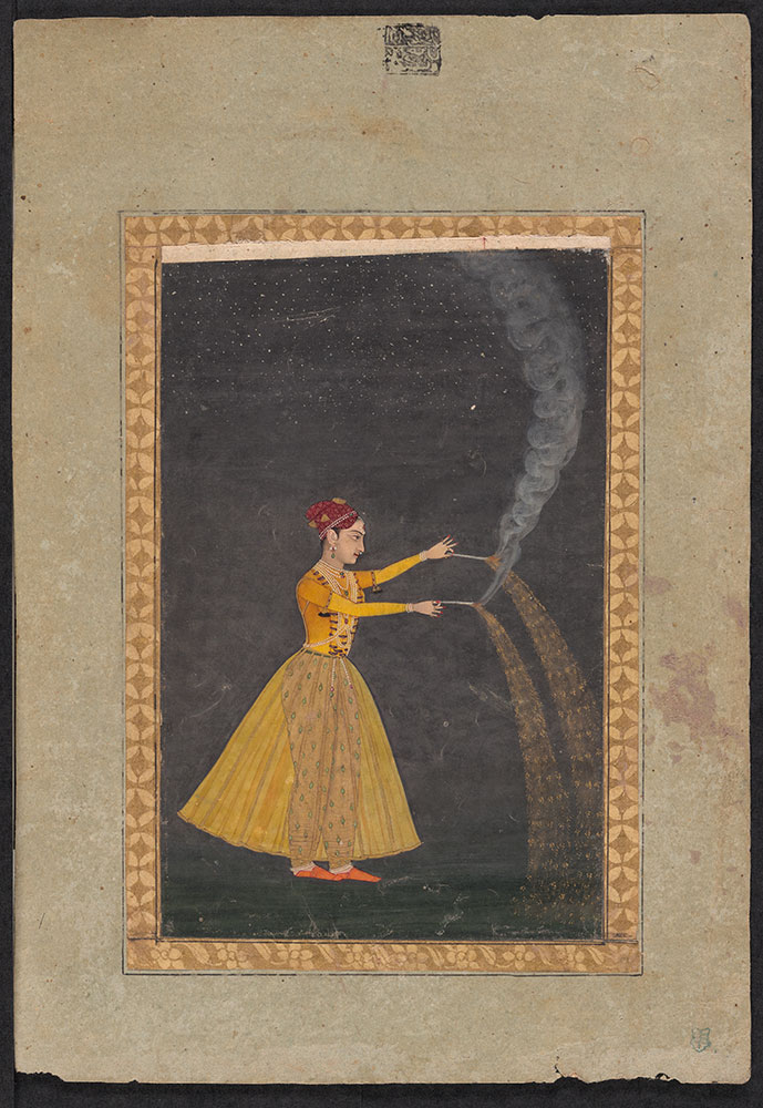 Portrait of a Mughal Princess with Fireworks