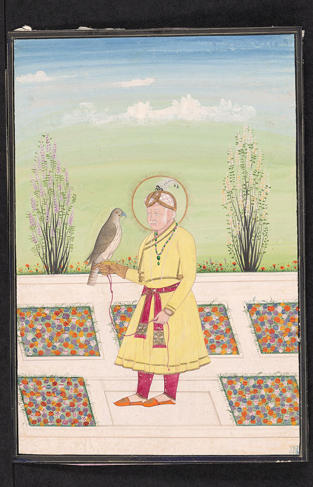 Portrait of Emperor Akbar Holding a Hawk in Jesses