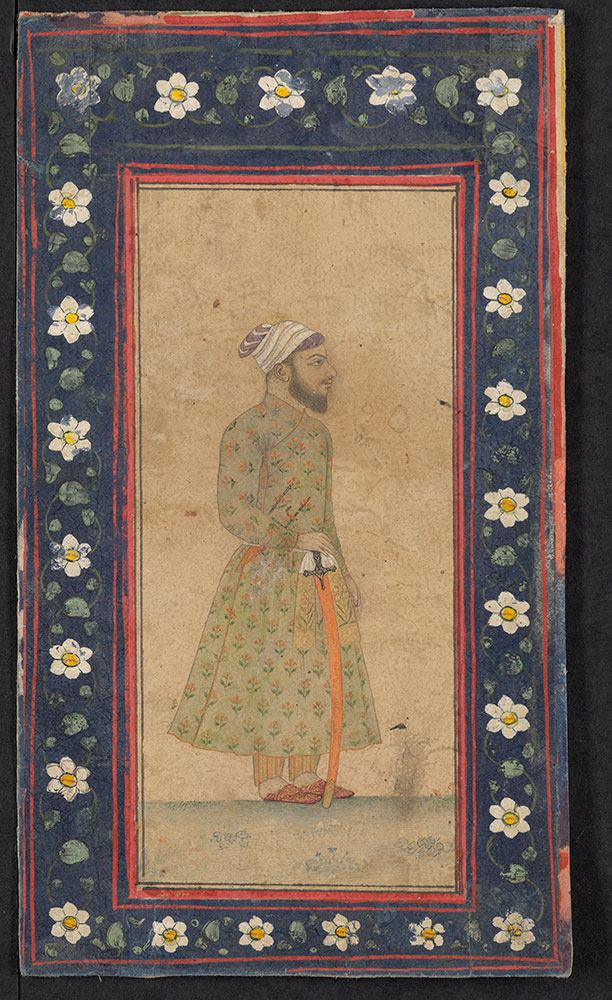 Portrait of an Unidentified Mughal Nobleman Standing with Sword