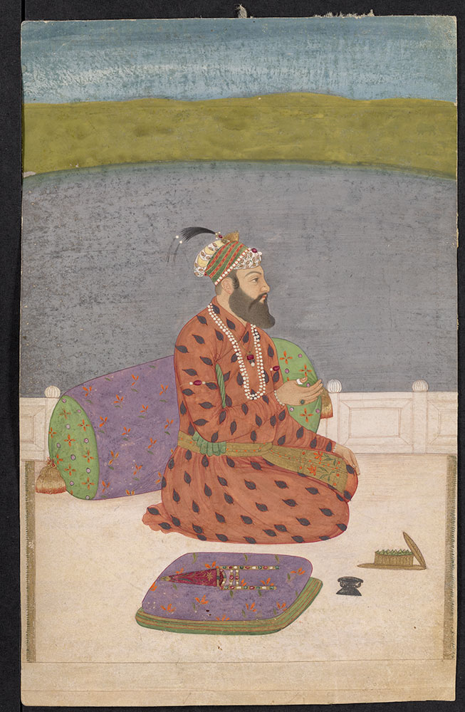 Portrait of an Unidentified Mughal Nobleman Seated on a Terrace