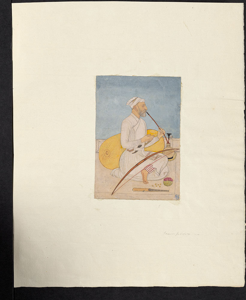 Portrait of a Seated Man with Bow Smoking a Hookah
