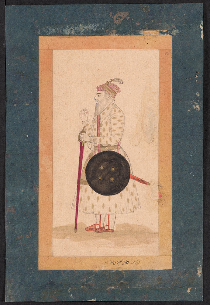 Portrait of Nawab Jahandar Khan with Shield and Sword