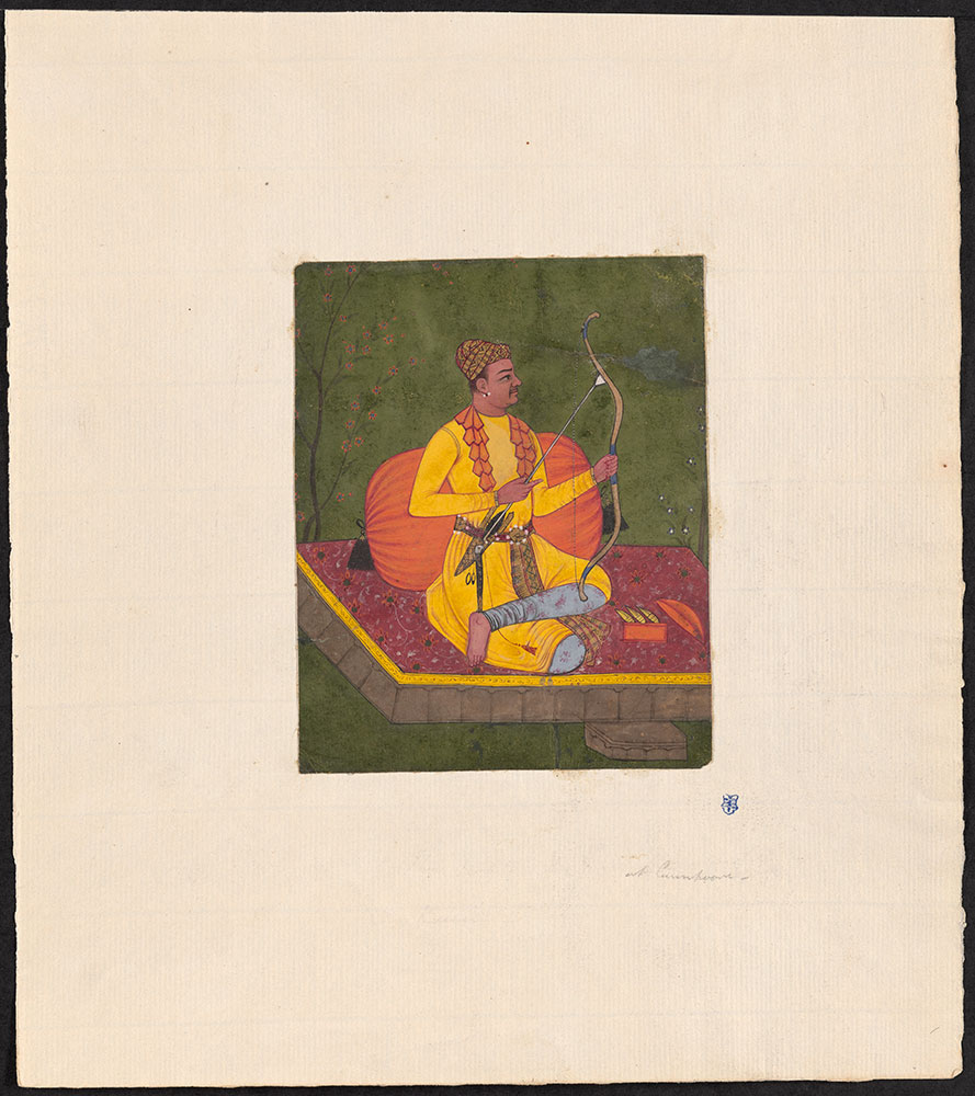 Portrait of Raja Birbal Seated with Bow and Arrow