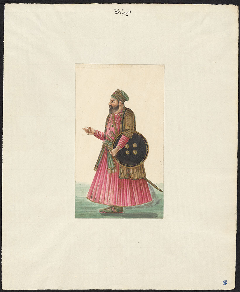 Portrait of Unidentified Mughal General with Shield