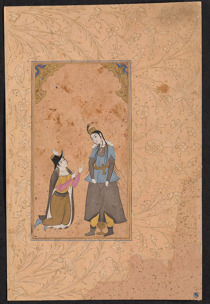Painting of a Young Man Kneeling Before a Young Woman