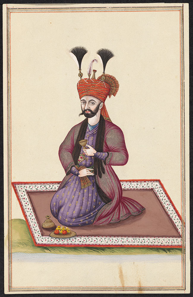 Portrait of a Man in a Red Turban with a Plate of Fruit