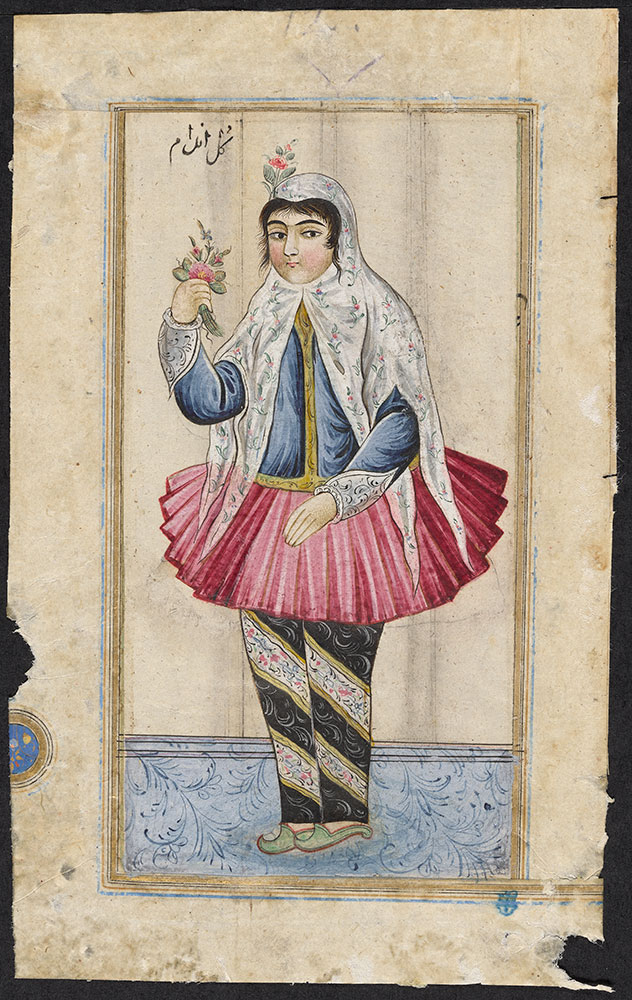Portrait of Gul Andam in a White Flowered Veil