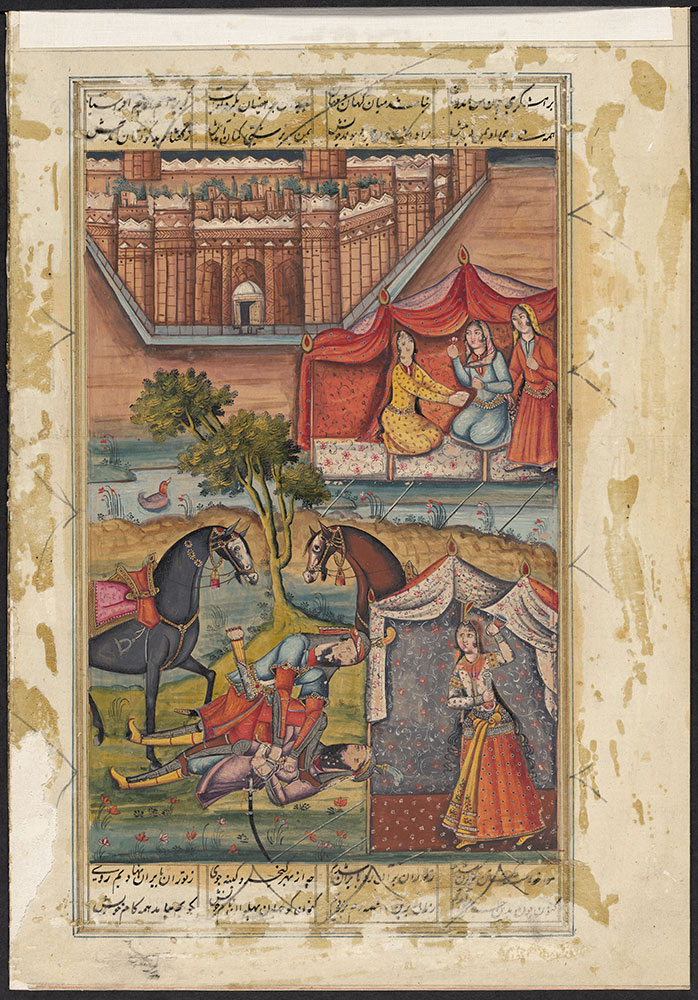 Leaf from a Shahnamah, Manijeh Drugs Bijan and Has Him Taken to Her Palace