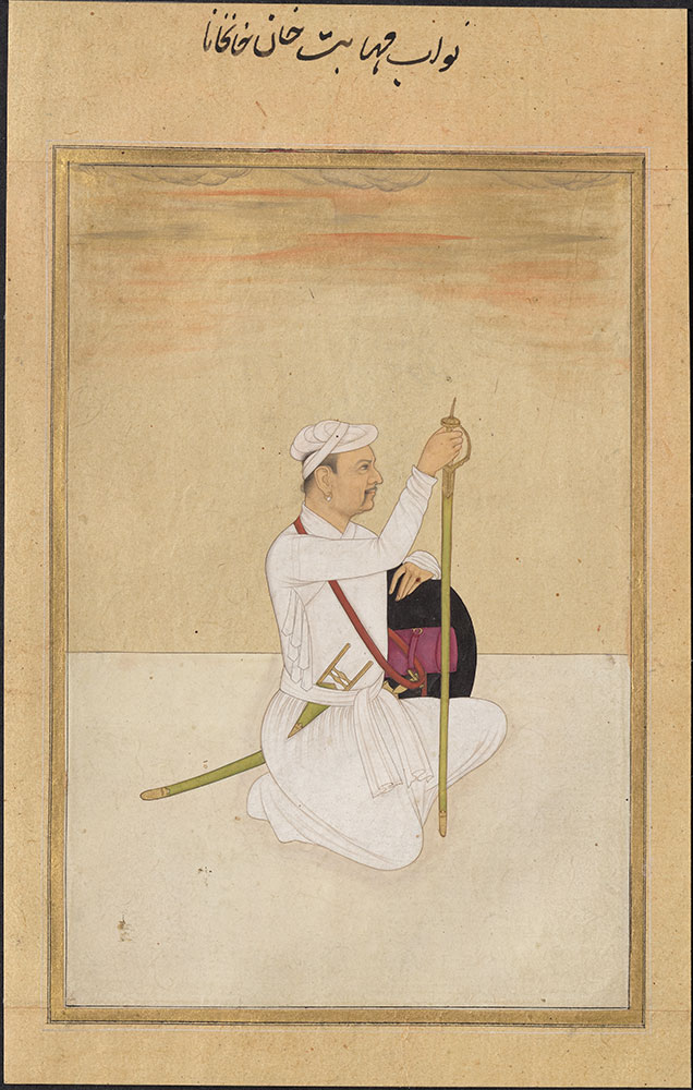 Portrait of Mahabat Khan Kneeling with His Sword