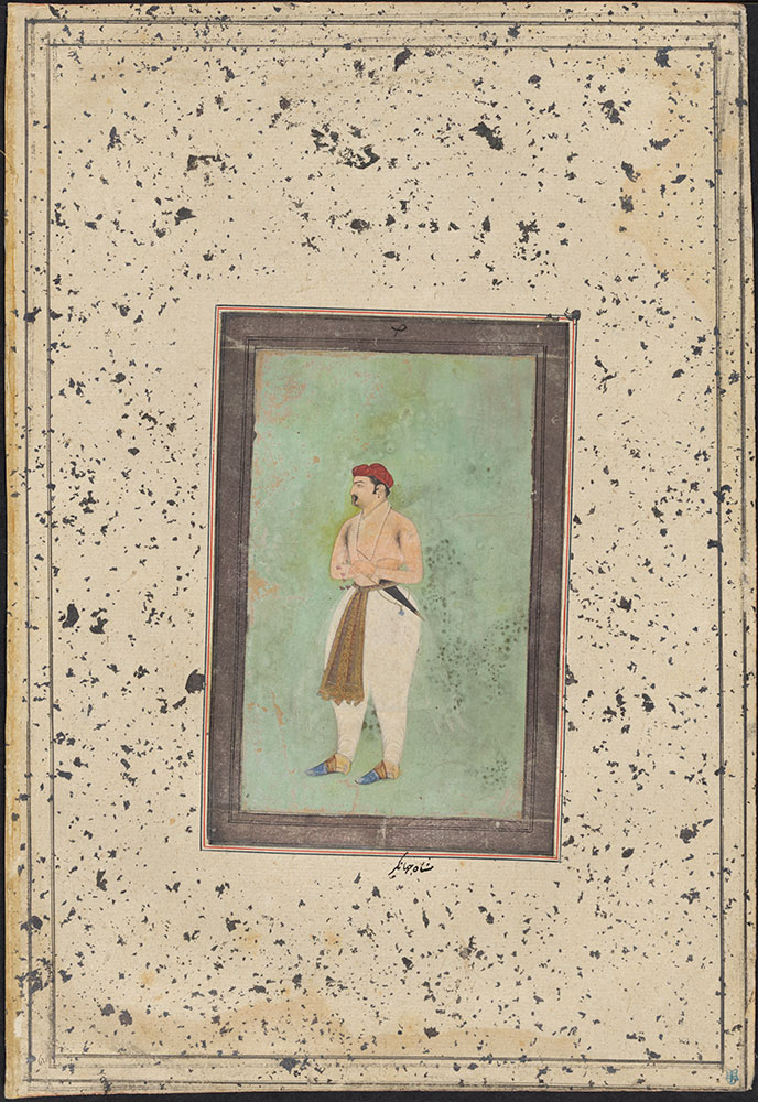 Portrait of Emperor Jahangir Standing in Blue Slippers