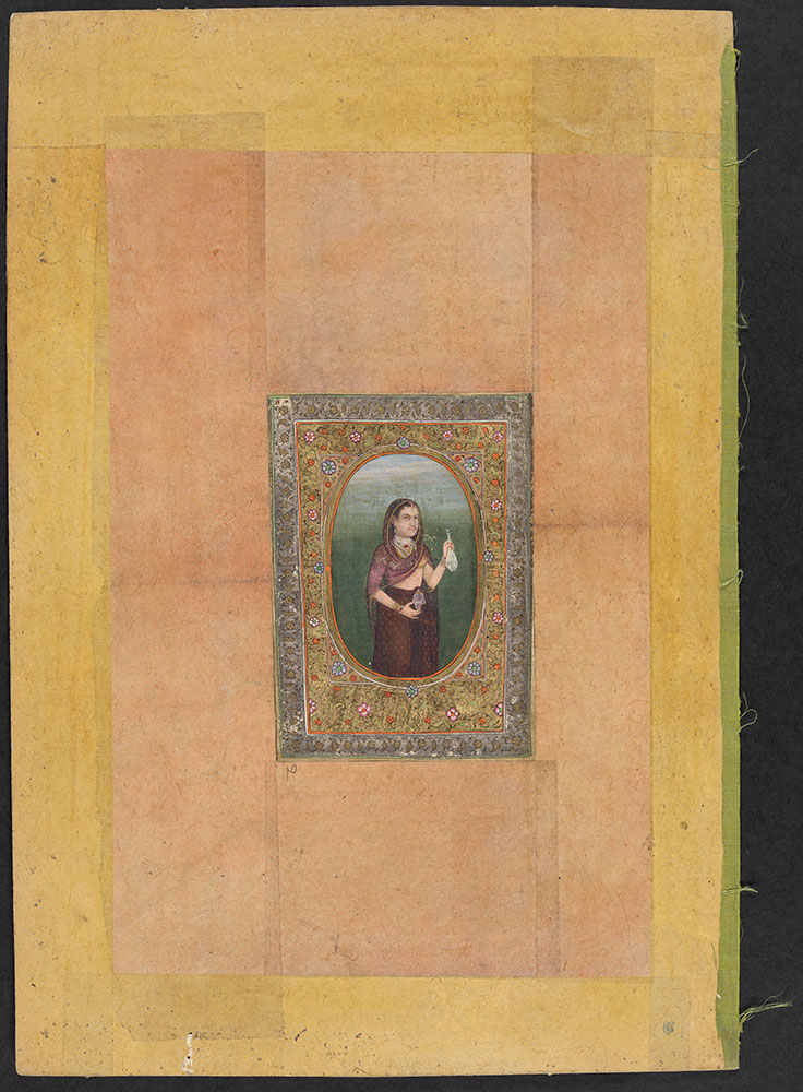 Oval Portrait of an Unidentified Woman Holding a Cup and Vase