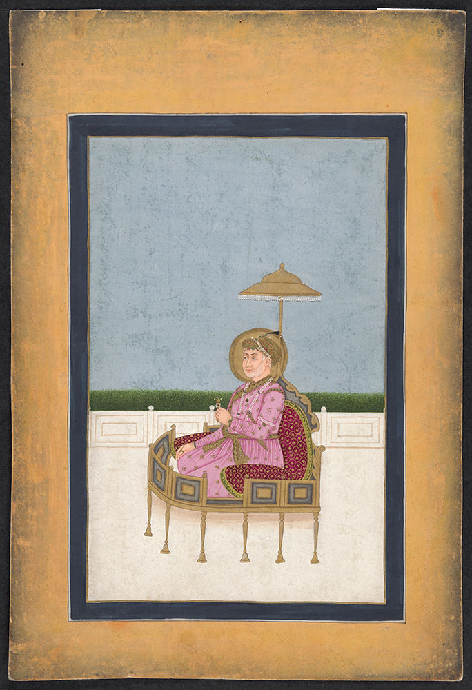 Portrait of Emperor Akbar on a Terrace