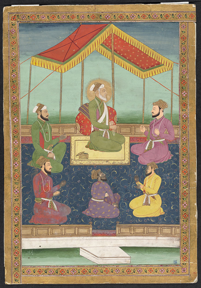 Portrait of Emperor Shah Jahan with His Sons