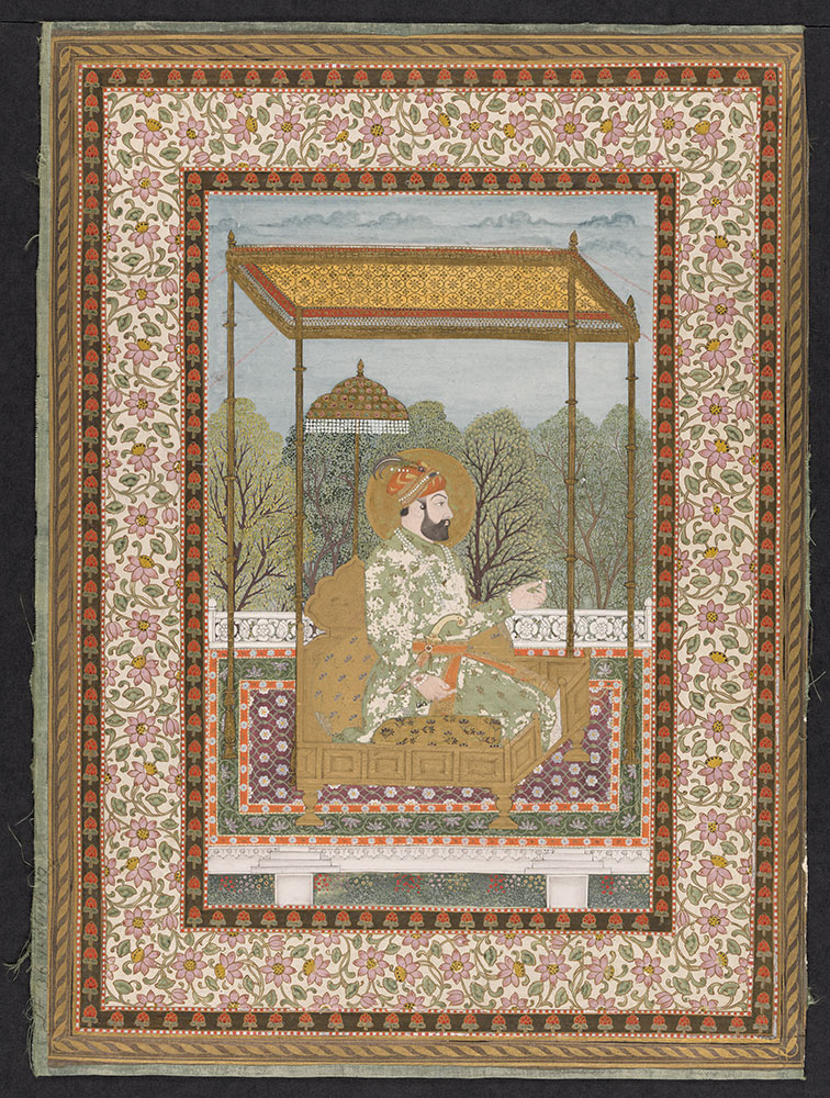 Portrait of Farrukhsiyar on a Terrace, with Elaborate Borders