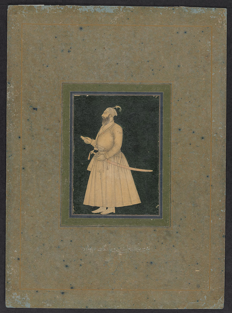 Portrait Line-Drawing of Saadat Ali Khan I on a Black Background
