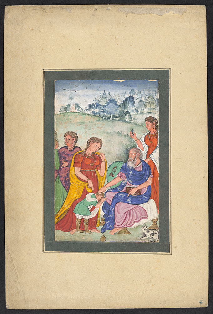 Copy of an Unidentified European Painting of an Old Man Blessing a Boy Surrounded by Women