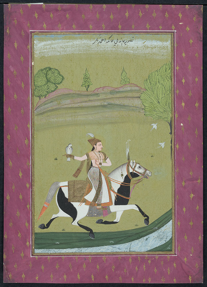 Portrait of Chand Bibi on Horseback with Her Falcon