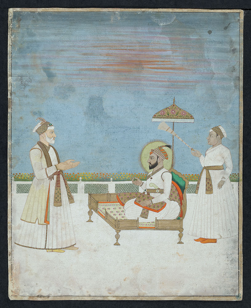 Portrait of a Mughal Emperor Listening to a Vizier