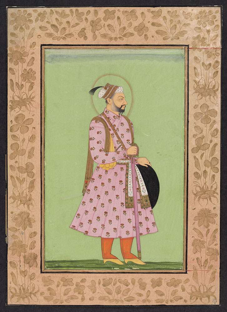 Portrait of Emperor Alamgir II on a Green Background