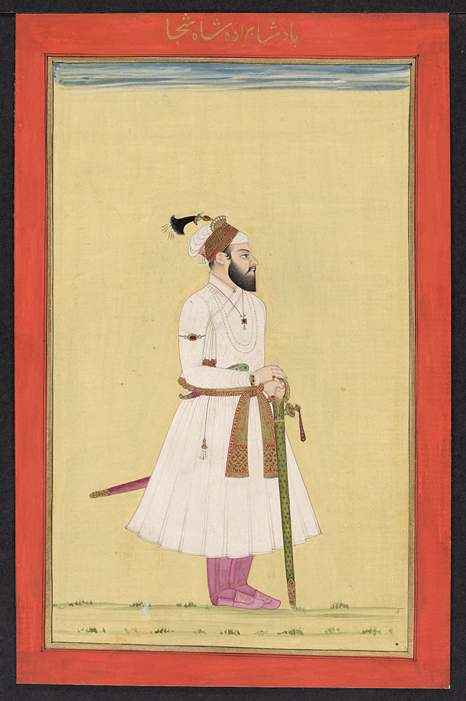 Portrait of Prince Shah Shuja Standing with Two Swords
