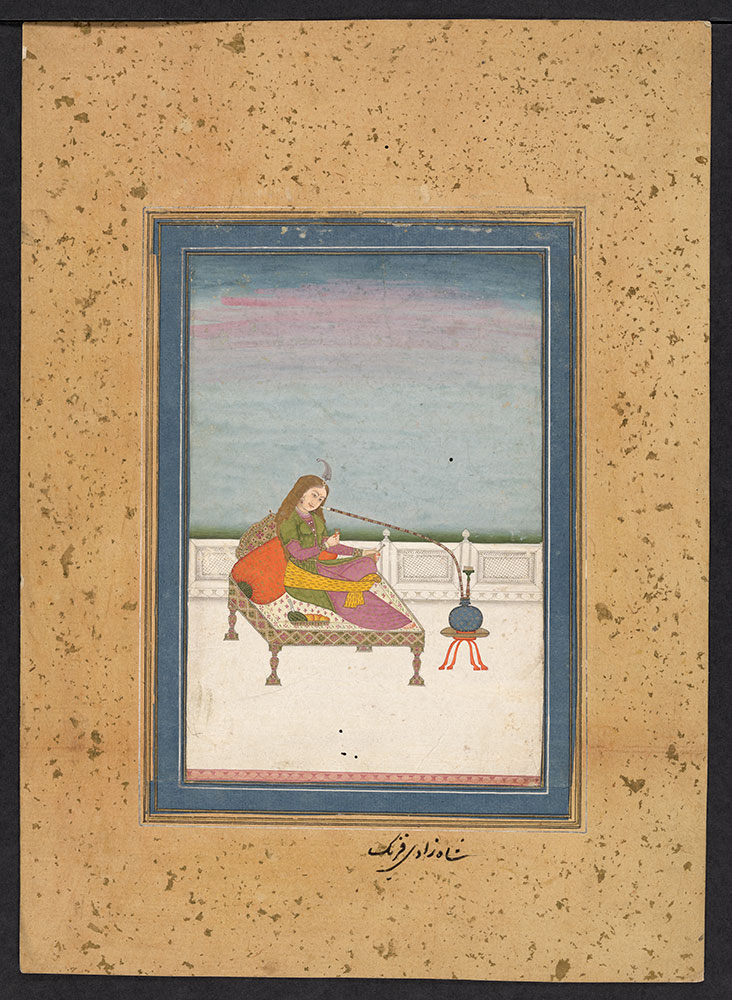 Portrait of a Woman on a Terrace with a Hookah