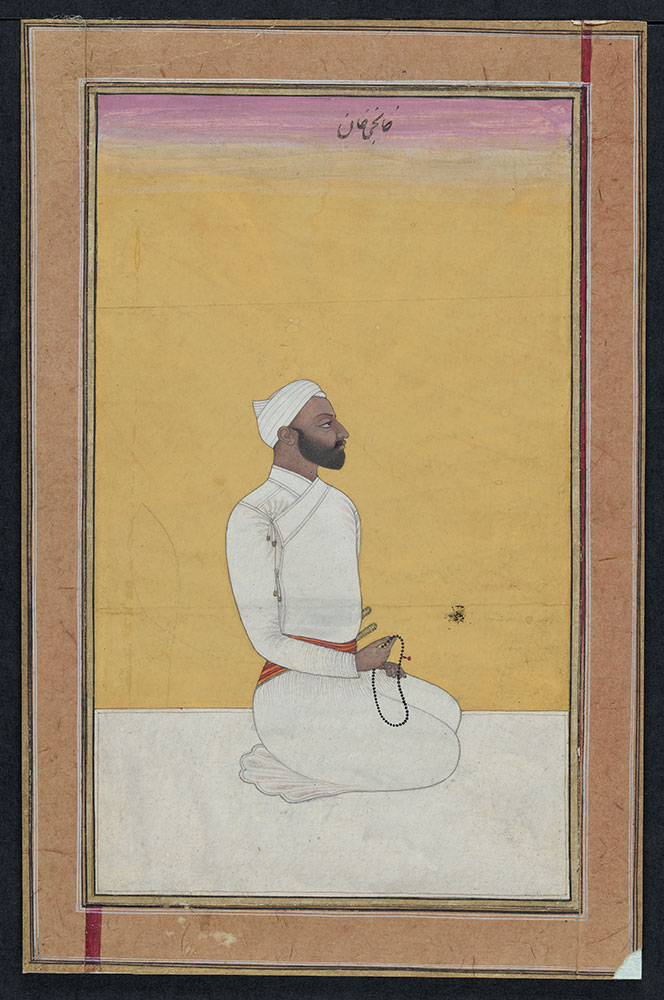Portrait of Khanji Khan Holding Prayer Beads