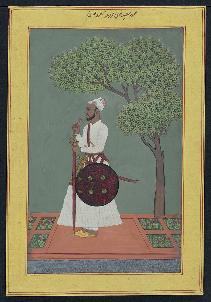 Portrait of Muhammad Said Khan of Bijapur Standing in a Garden