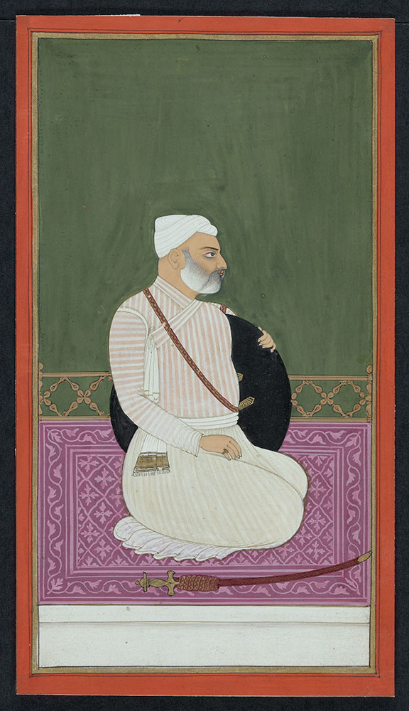 Portrait of Ruhullah Khan Seated with His Shield