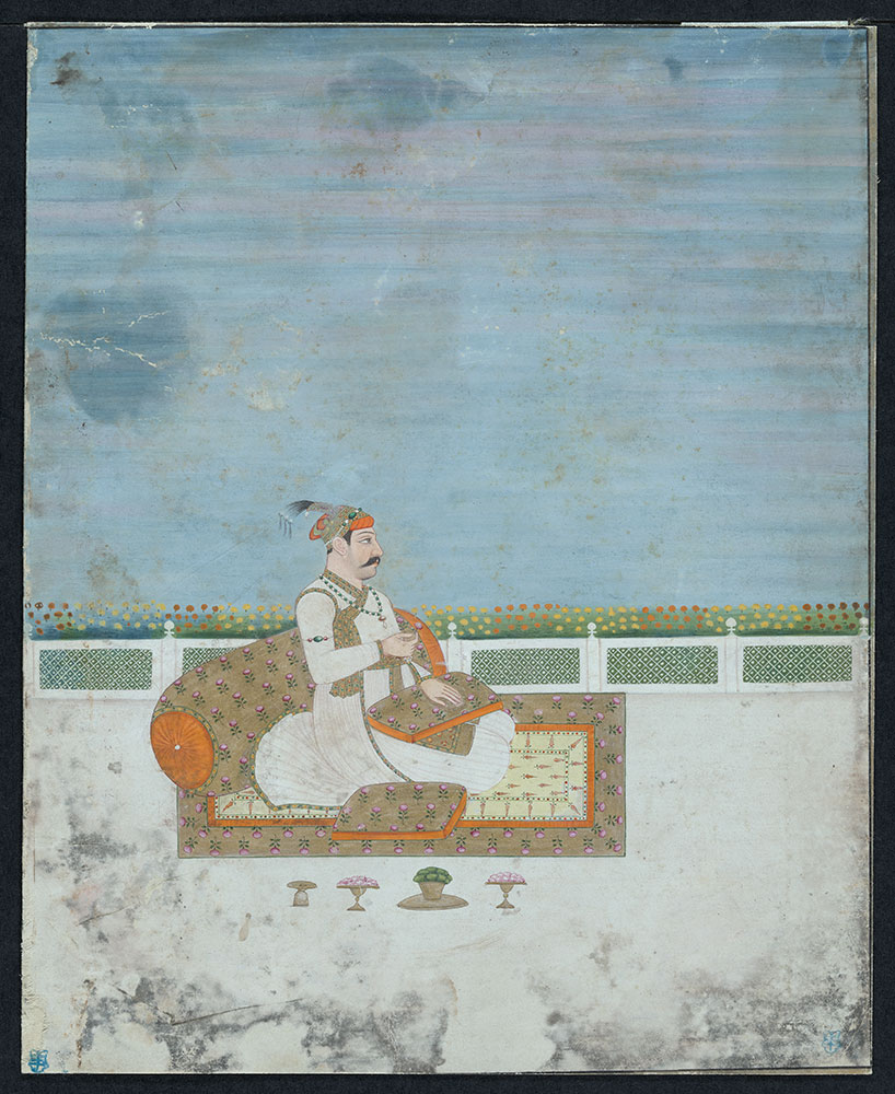 Portrait of an Unidentified Mughal Nobleman Seated on a Terrace