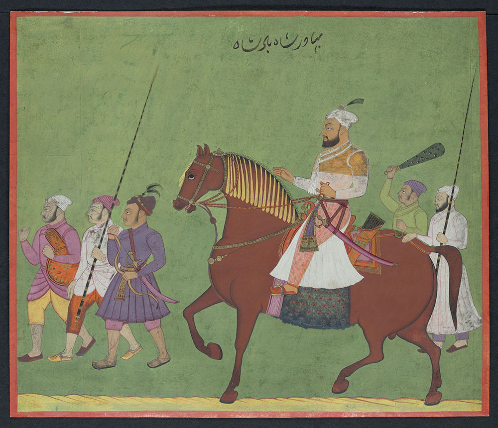 Portrait of Bahadur Shah I on Horseback with His Soldiers