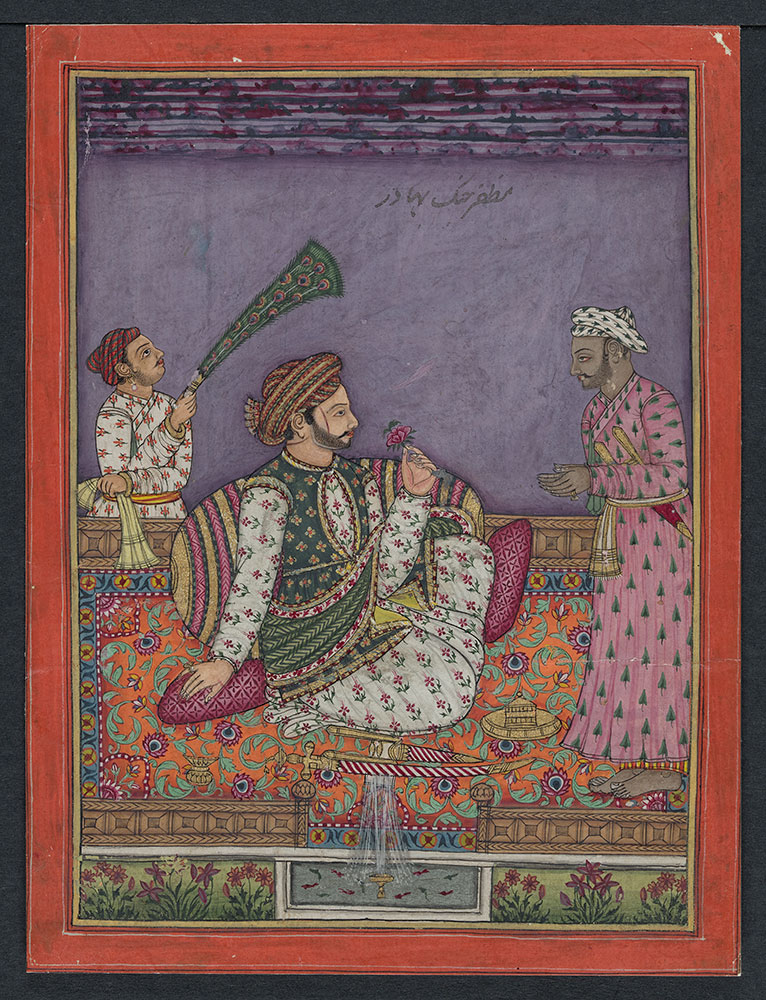 Portrait of Muzaffar Jang Seated on a Rug on His Terrace