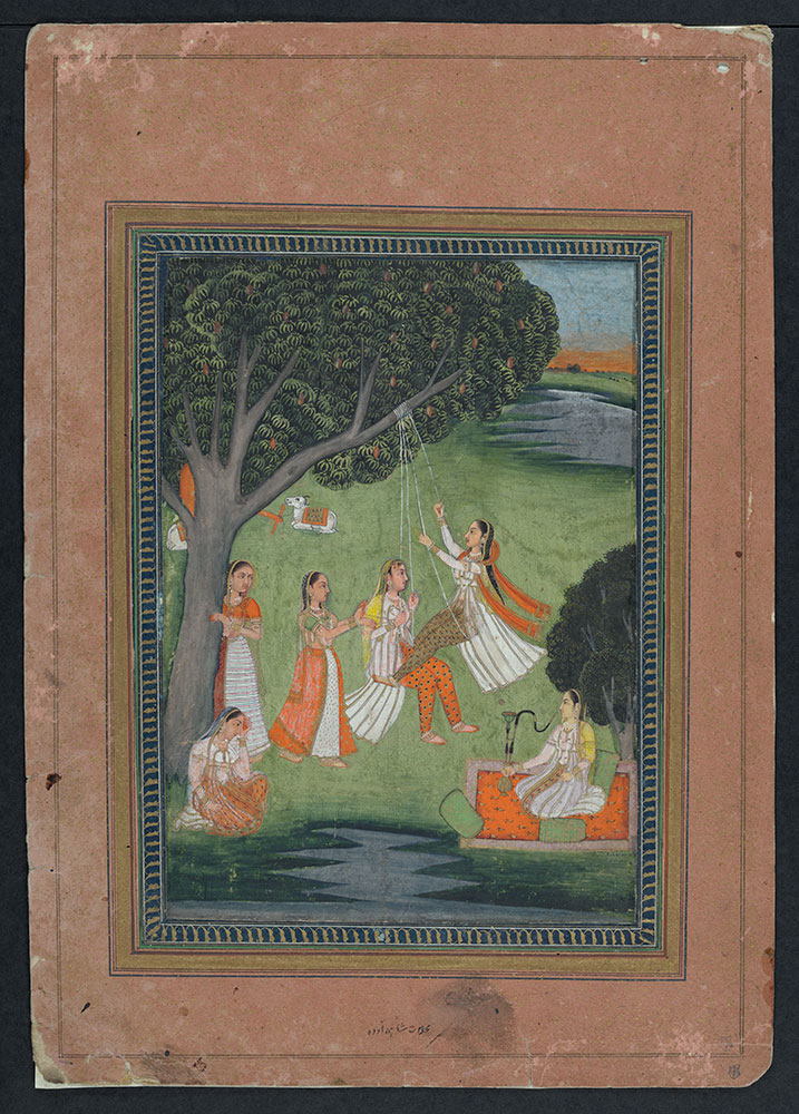 Painting of Six Women By a Stream with a Tree Swing (Back)