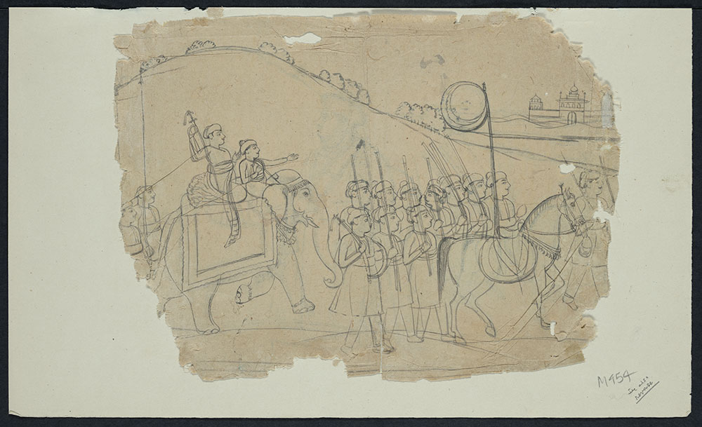 Sketch of a General Riding an Elephant with his Infantry