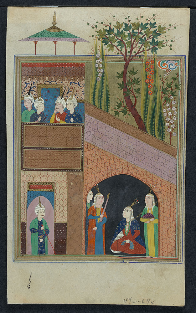 Illustration of a Woman in Chains in a Cell in a Palace