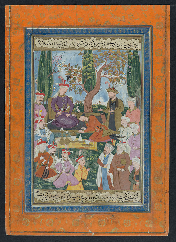 Leaf from an Alamara-ye Esmail, Ismail I Receiving Prince Badi al-Zaman