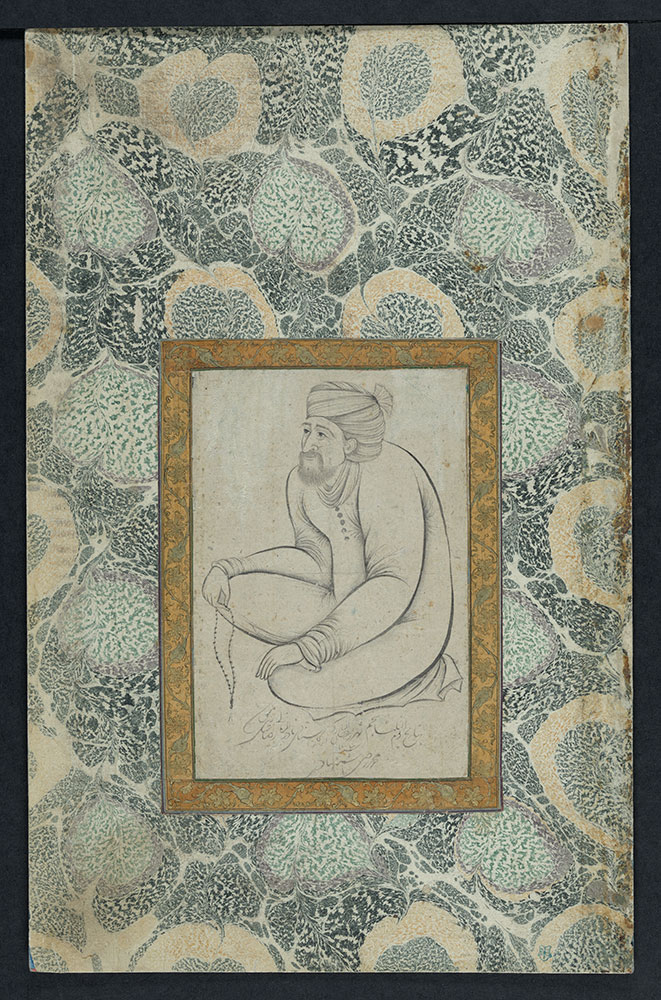 Drawing of a Man Seated with Prayer Beads