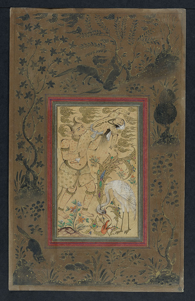 Drawing of the White Demon Capturing King Jamshid's Daughter