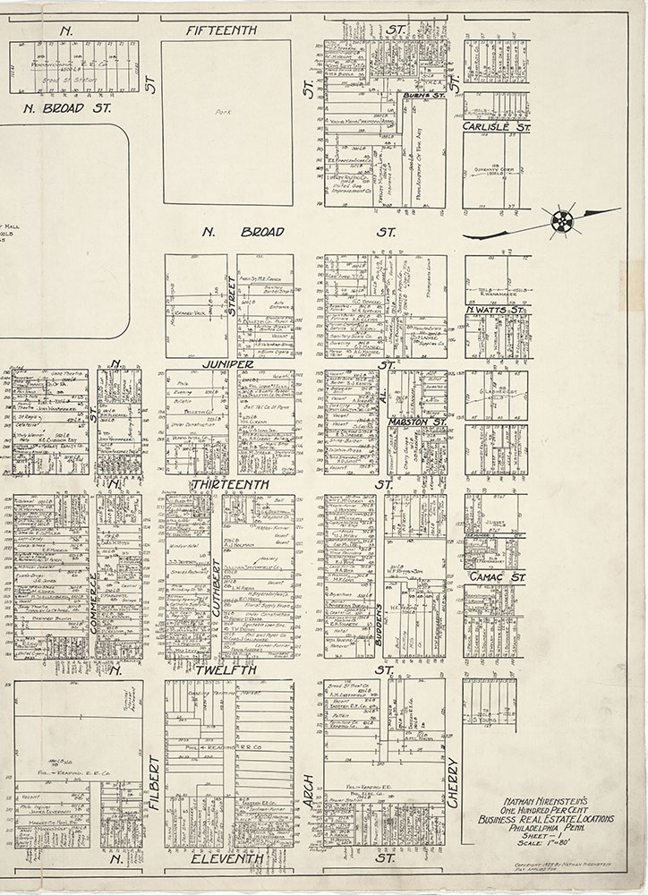 Nirenstein's Philadelphia Business Real Estate Locations [Center City], 1925, Plate 1-B