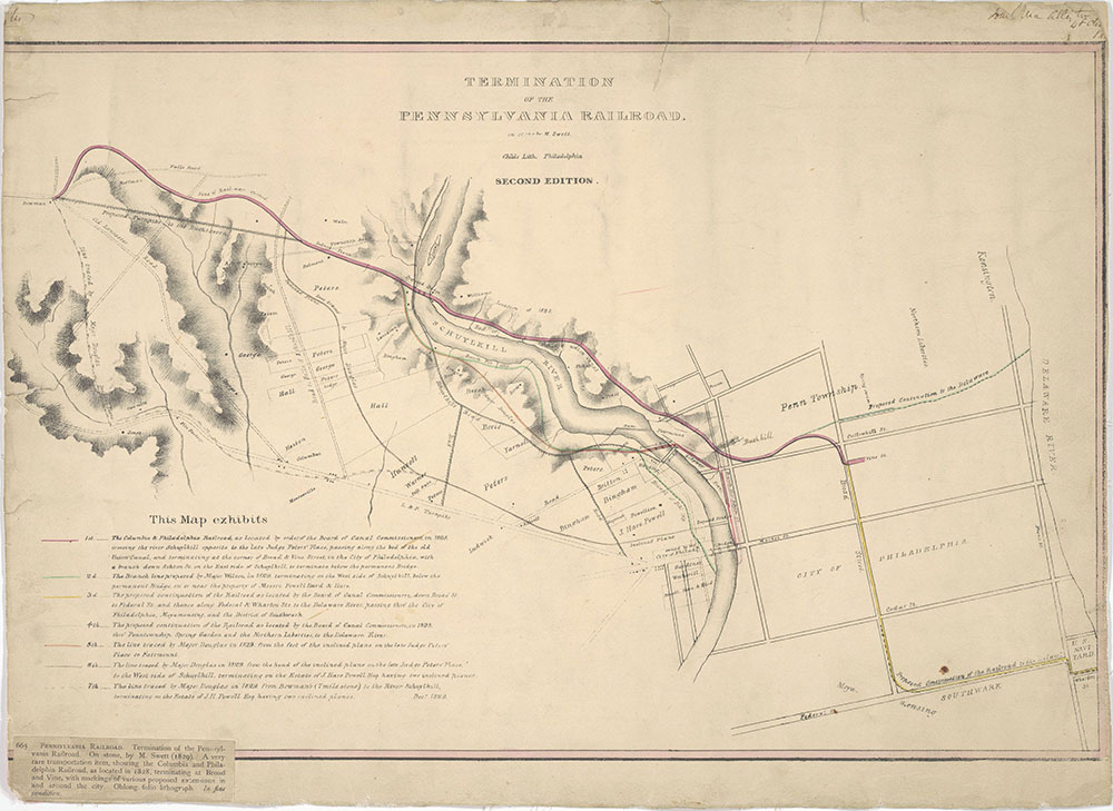 Termination of the Pennsylvania Railroad, 1829, map