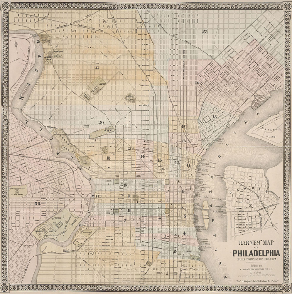 Barnes' Map of Philadelphia, 1861, Map